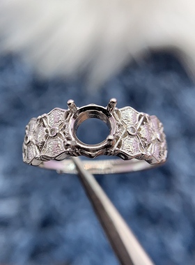 S925银戒指空托复古宫廷气质百搭