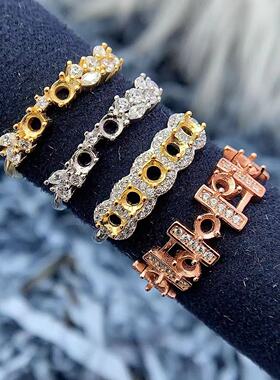 S925银戒指空托气质轻奢钻石闪亮