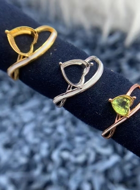 S925银戒指空托时尚精致百搭简单