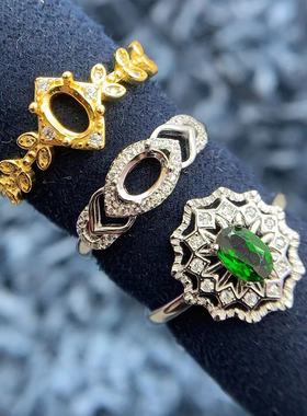 S925银戒指空托精致气质高级华丽