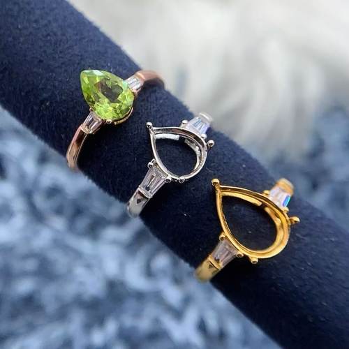 S925纯银戒指空托水滴形多尺寸