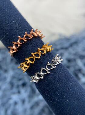 S925银戒指空托排戒小众百搭高级