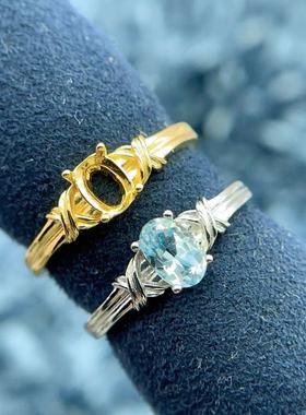 S925银戒指托简单经典时尚可调节