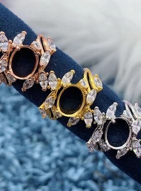 S925银戒指空托精致钻石时尚百搭