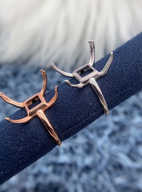 S925银戒指空托时尚气质轻奢高级