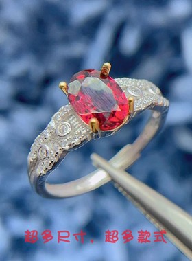 S925银工厂天然镁铝石戒指6*8mm