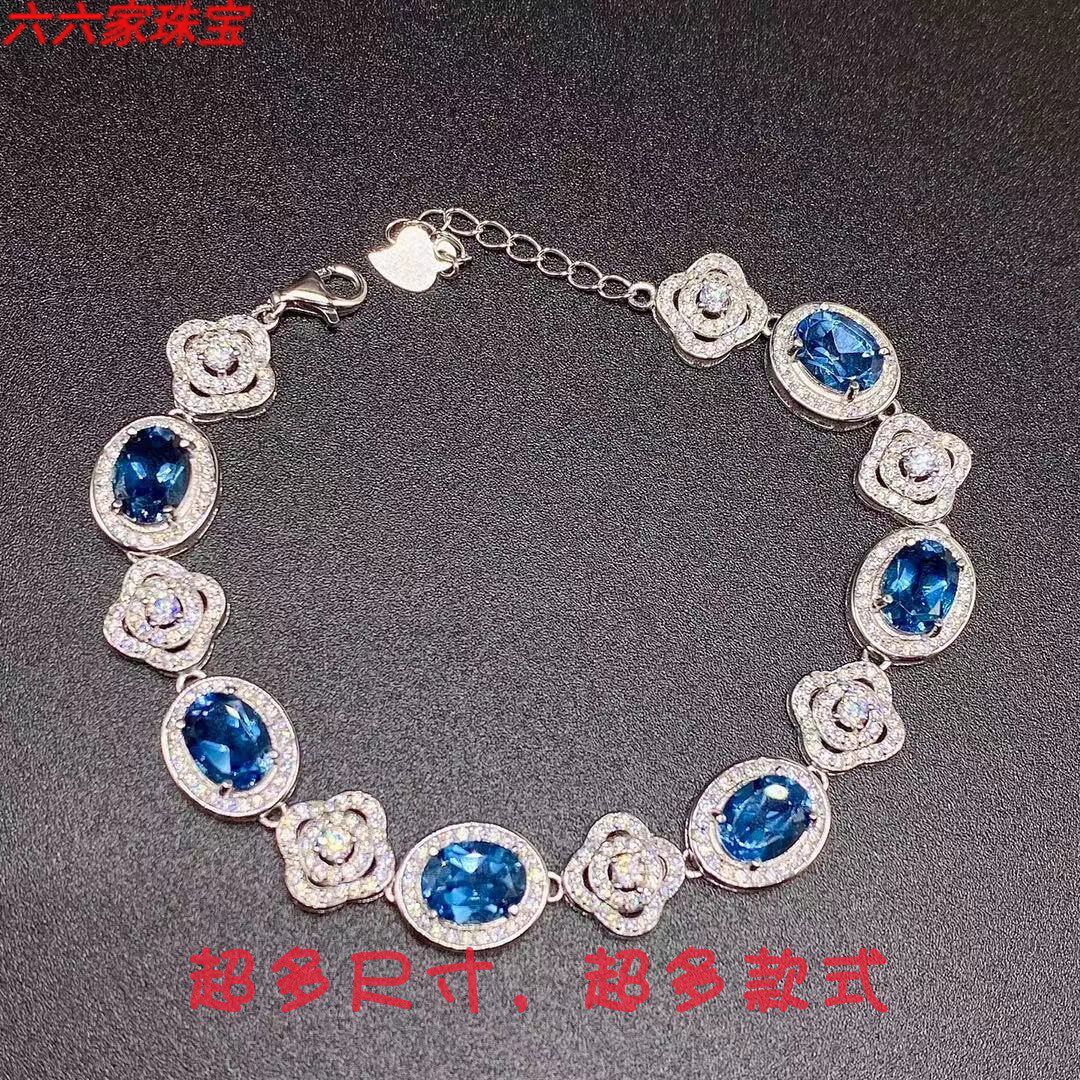 S925纯银新款手链空托DIY天然