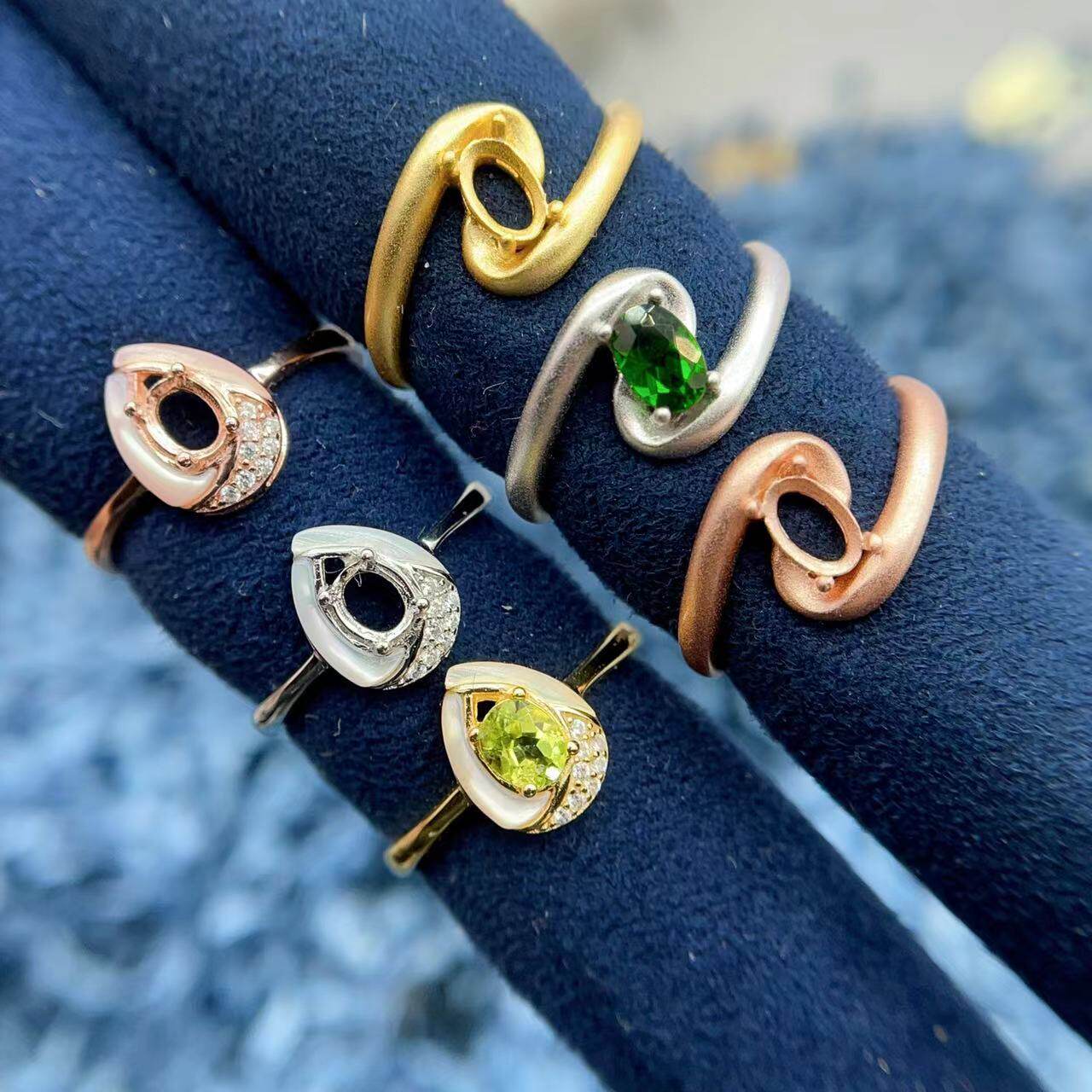 S925纯银戒指空托椭圆形4*5/4*6mm贝母戒子银托复固工艺古法金托