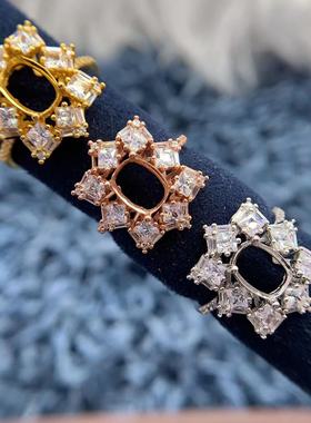 S925银戒指空托时尚精致华丽大气