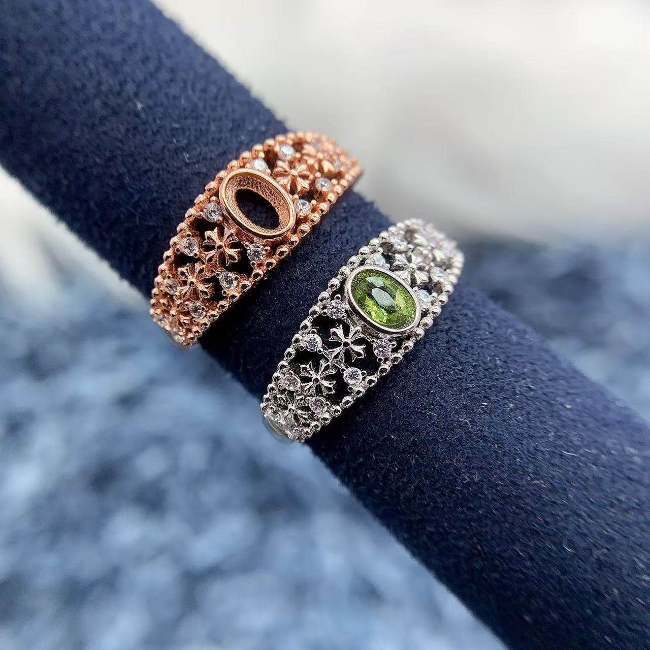 S925纯银戒指空托椭圆形3*5mm