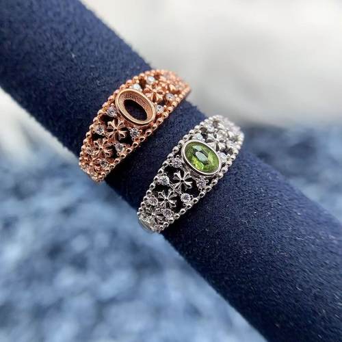 S925纯银戒指空托椭圆形3*5mm