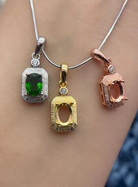 工厂S925纯银透辉石吊坠5*7mm