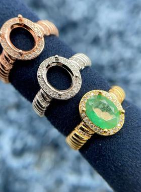 S925银托工厂戒指空托7*9mm多款