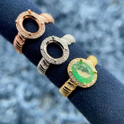 S925银托工厂戒指空托7*9mm多款