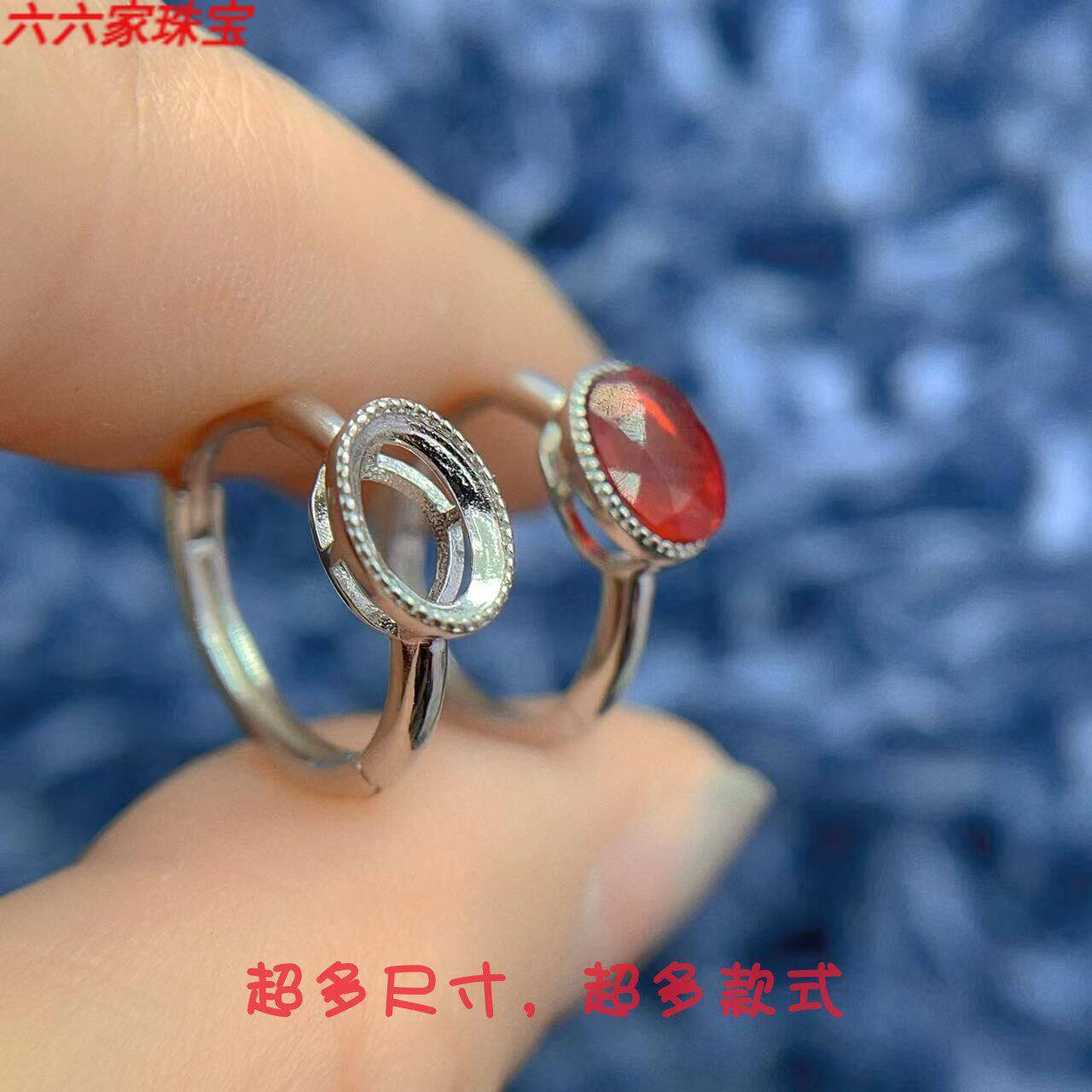 S925银简约耳扣空托4*6mm男女款