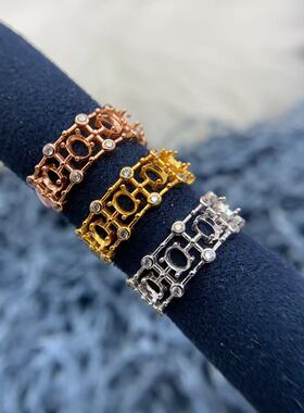 S925银戒指空托潮流气质高级小众