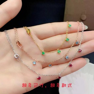 风脚链空托成品圆形4粒3 新款 S925银时尚 日韩气质女士夏天 3mm