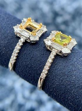 S925纯银戒指空托围绕钻石闪亮女