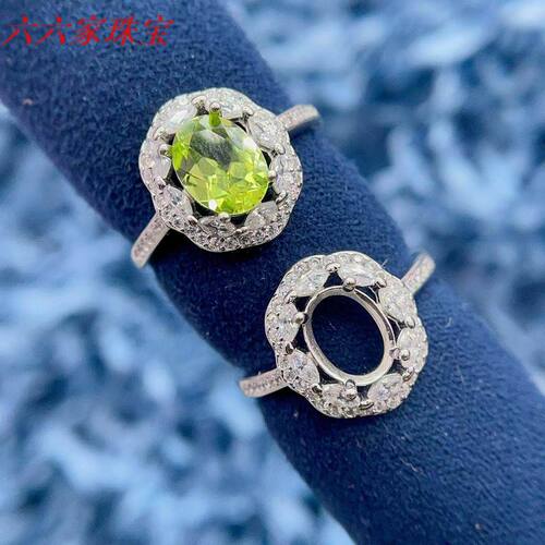 时尚百搭S925纯银戒指空托6*8mm