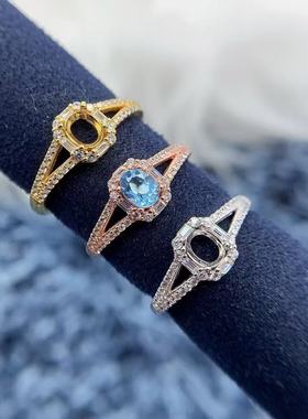 S925纯银戒指空托椭圆形4*5mm