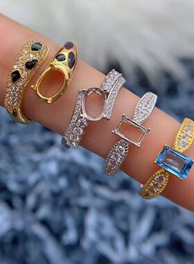 S925银戒指空托精致时尚高级小众