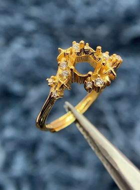 S925因戒指空托精致时尚气质高级