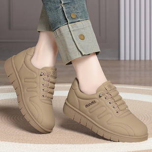 2025春秋新款软底舒适休闲运动面包鞋女防滑厚底超轻便中老年女鞋