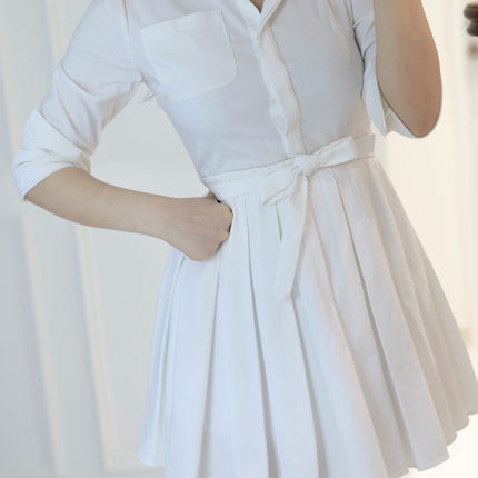 风花月 学院白色衬衫裙