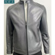 帅气短款 特制高级灰色百分百头层小山羊皮真皮男装 时尚 立领皮夹克