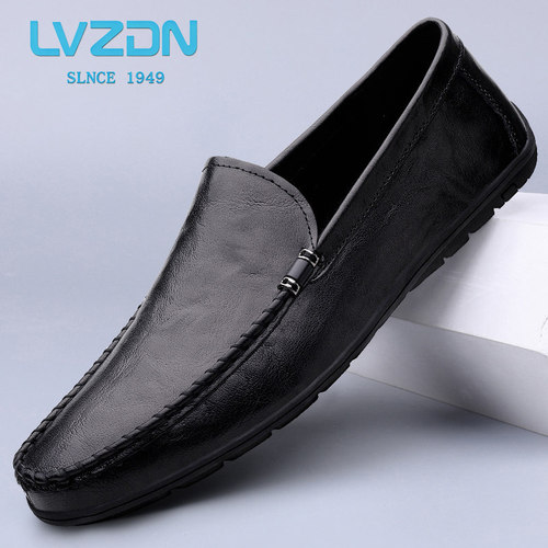 LVZDN真皮一脚蹬透气男豆豆鞋