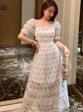 很仙的法国小众连衣裙女夏气质显瘦SP同款蕾丝波点初恋森系仙女裙