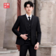 结婚正装 伴郎礼服青少年学生修身 休闲黑色职业 西服六件套套装 男士