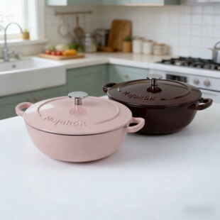 马约克三厦铸铁珐琅锅炒锅26CM妈咪锅电磁炉燃气专用灶焖烧砂锅
