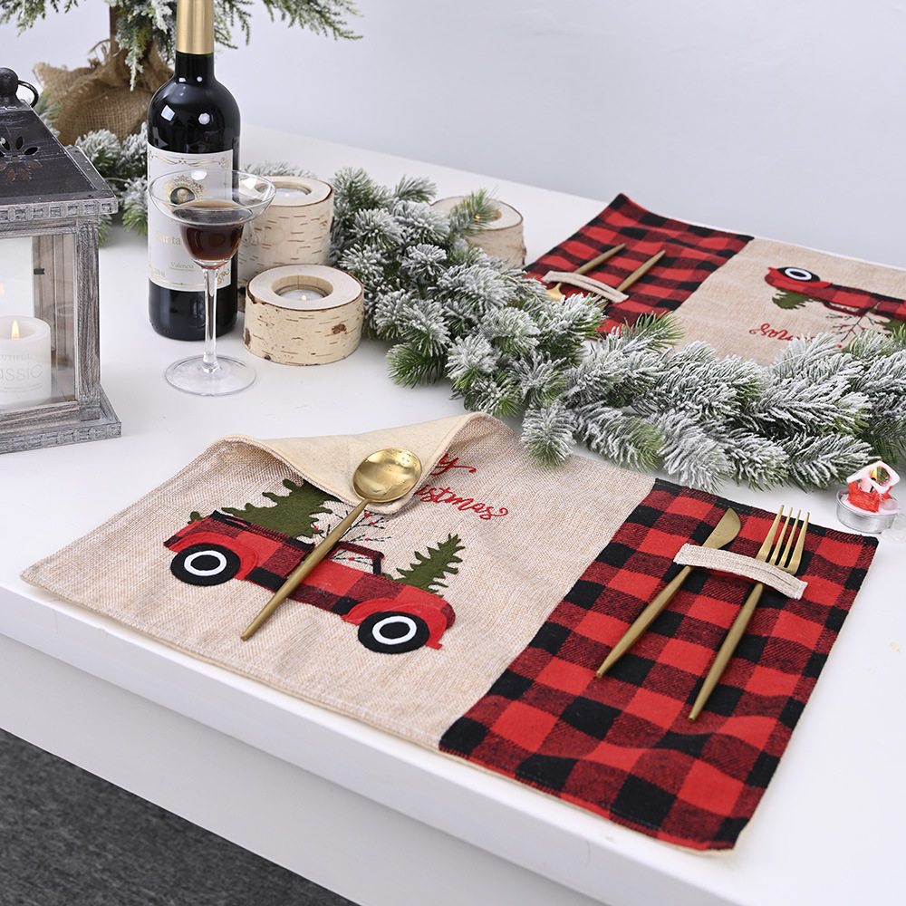 圣诞餐垫新款圣诞节家庭装饰用品北欧风果盘桌布西餐碗盘桌垫装扮