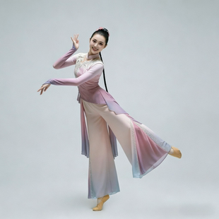 新款中国风古典舞蹈演出服女淡紫色胶州秧歌扇子舞艺考剧目舞台服
