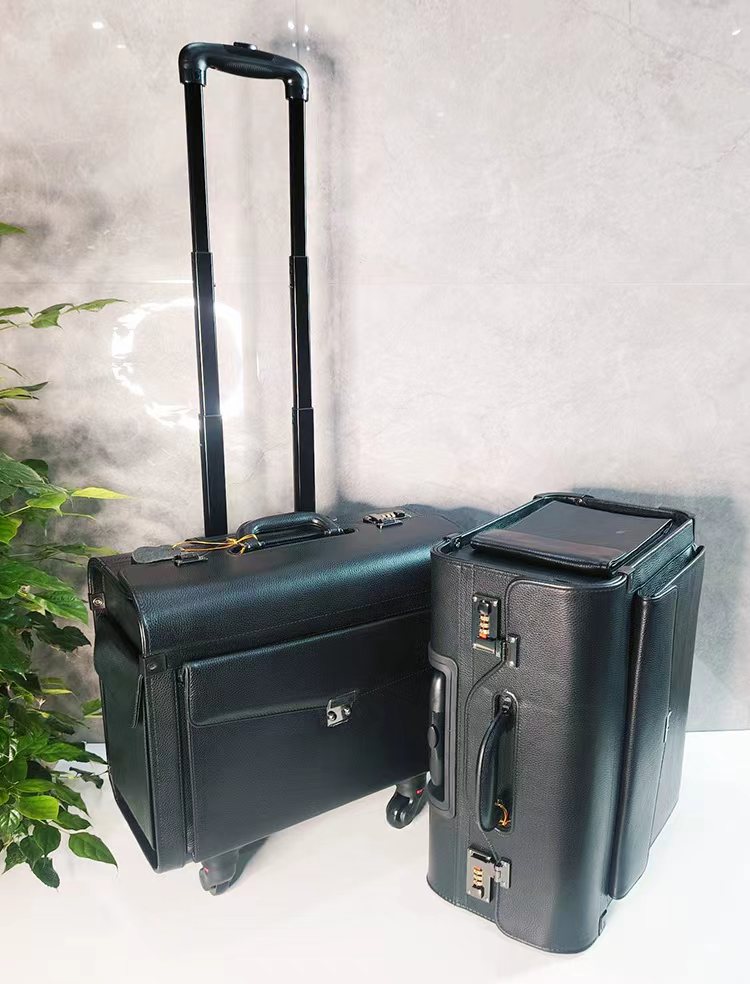 头层牛皮箱空姐拉杆箱旅行箱行李箱律师事务所用箱机长手提箱18寸图片