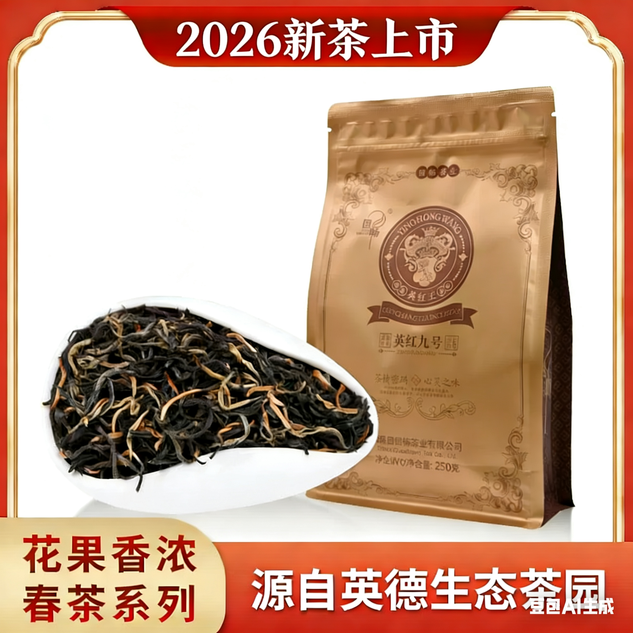 国畅2026年新茶广东特产英德红茶一级英红九号三月春礼袋散装250g