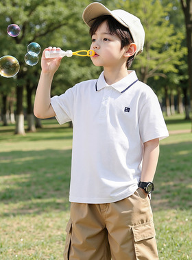 巴拉可儿童装男童T恤2026夏装新款珠地网眼短袖休闲百搭POLO衫潮