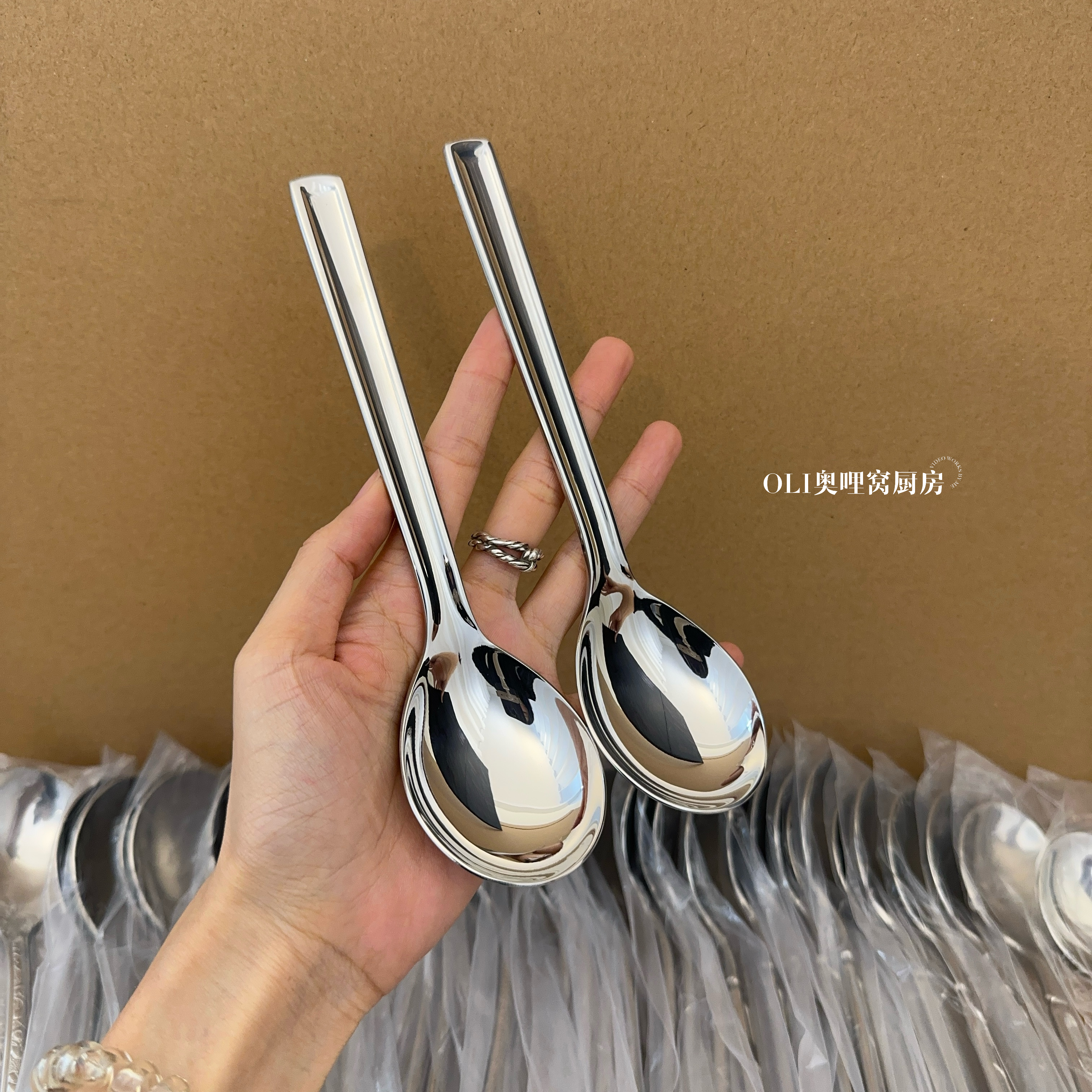 304不锈钢长柄调羹勺子