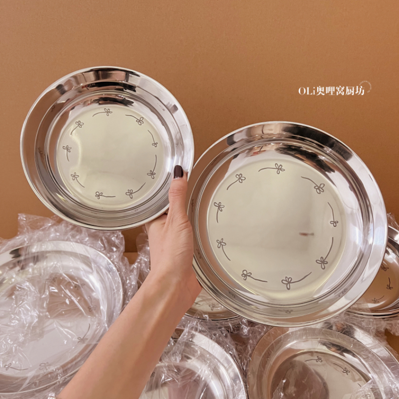 316不锈钢防摔圆盘家用