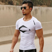 健身衣服男紧身衣短袖 篮球跑步运动训练弹力透气速干衣薄 T恤修身