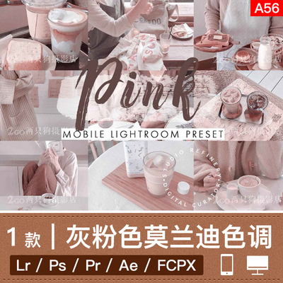 lightroom手机版LR预设pr视频lut粉色莫兰迪人像ins调色ps滤镜app