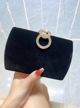 MissingYou时尚绒面名媛手提包晚宴手拿包链条包搭配旗袍礼服包包