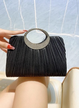 MissingYou晚宴褶皱皮革手提宴会包浪漫婚礼包晚装包礼服包手挽包