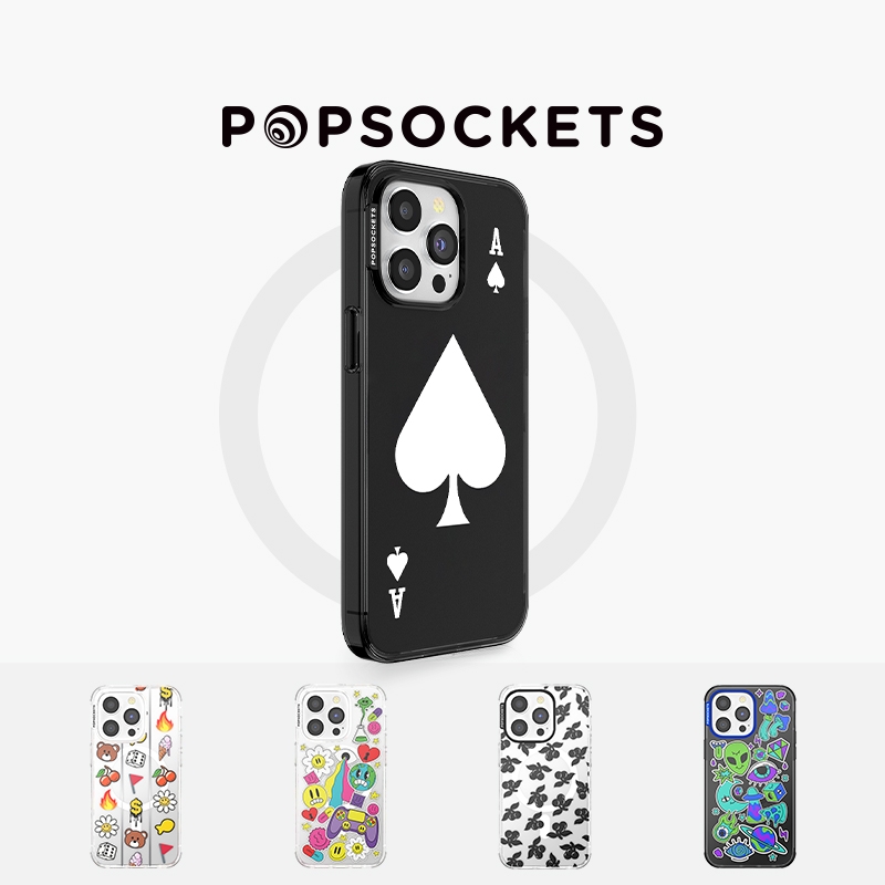 【玩趣主义·手机壳】PopSockets泡泡骚新款磁吸防摔手机壳适用苹果iPhone14/15/Pro/Pro Max 黑桃 小熊 樱桃