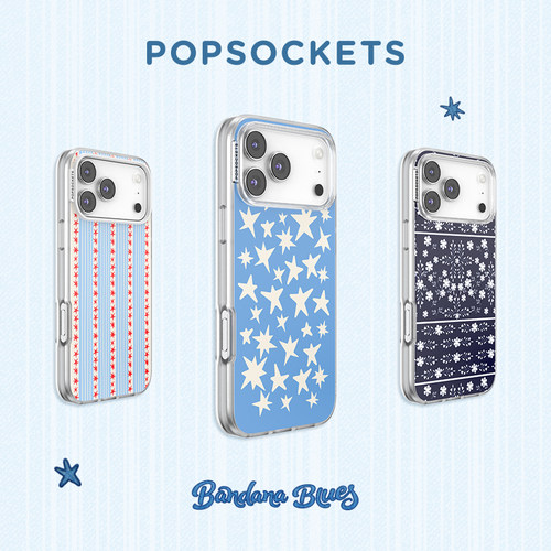【丹宁星星·手机壳】PopSockets泡泡骚磁吸防摔手机壳苹果iPhone17/16ProMax/Pro 美式牛仔复古格纹星星碎花