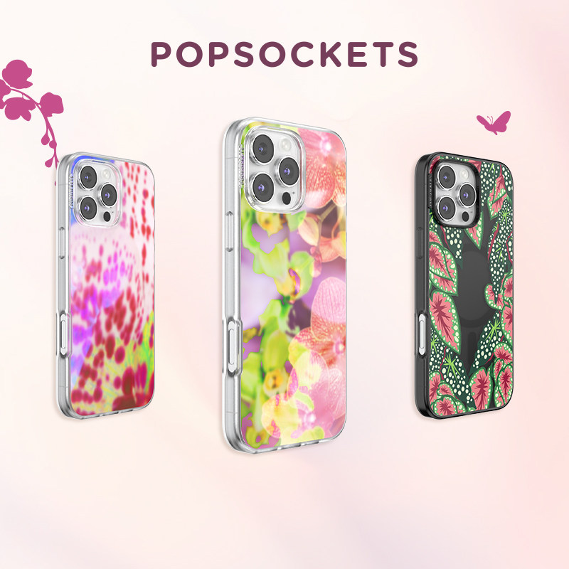 【生长力·手机壳】PopSockets泡泡骚磁吸防摔手机壳苹果iPhone16/15ProMax/Pro 植物花卉 极繁主义 紫蝴蝶兰