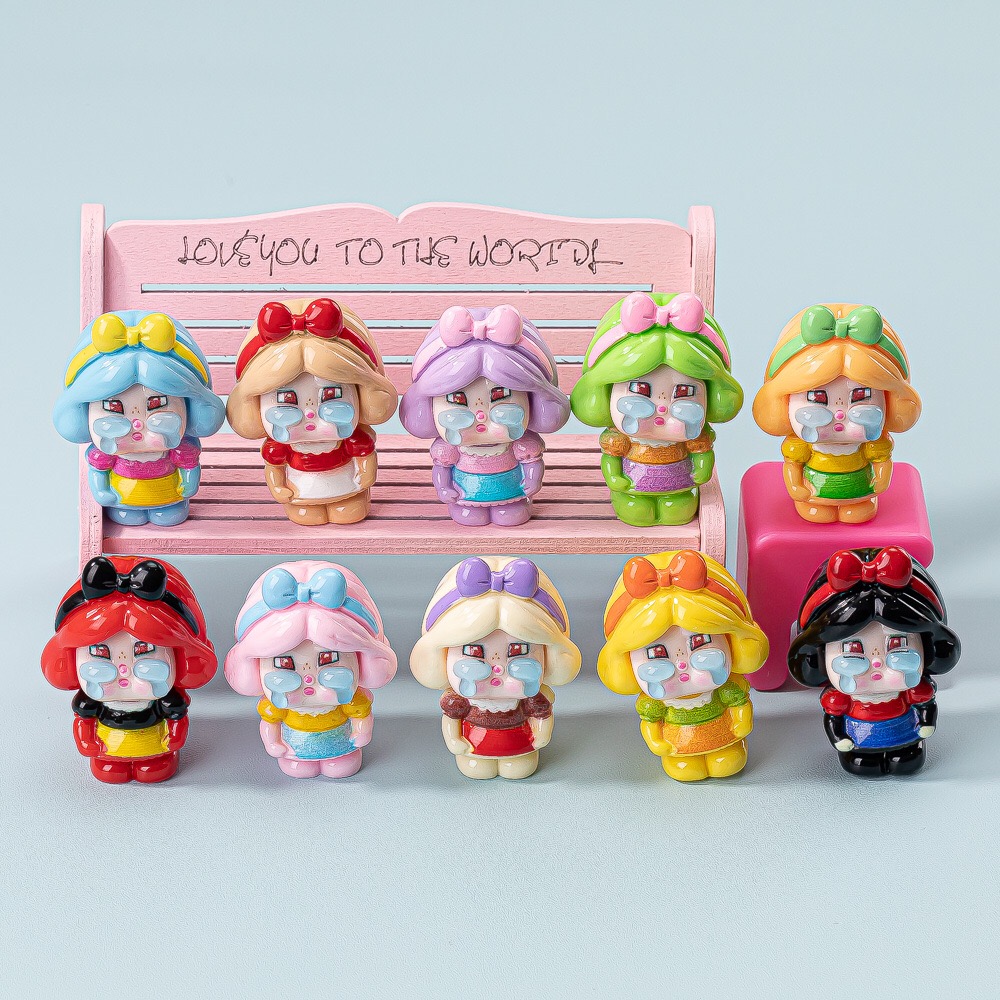 白雪公主哭哭 盲袋萌粒diy饰品挂件钥匙扣公仔桌面小摆件树脂配件