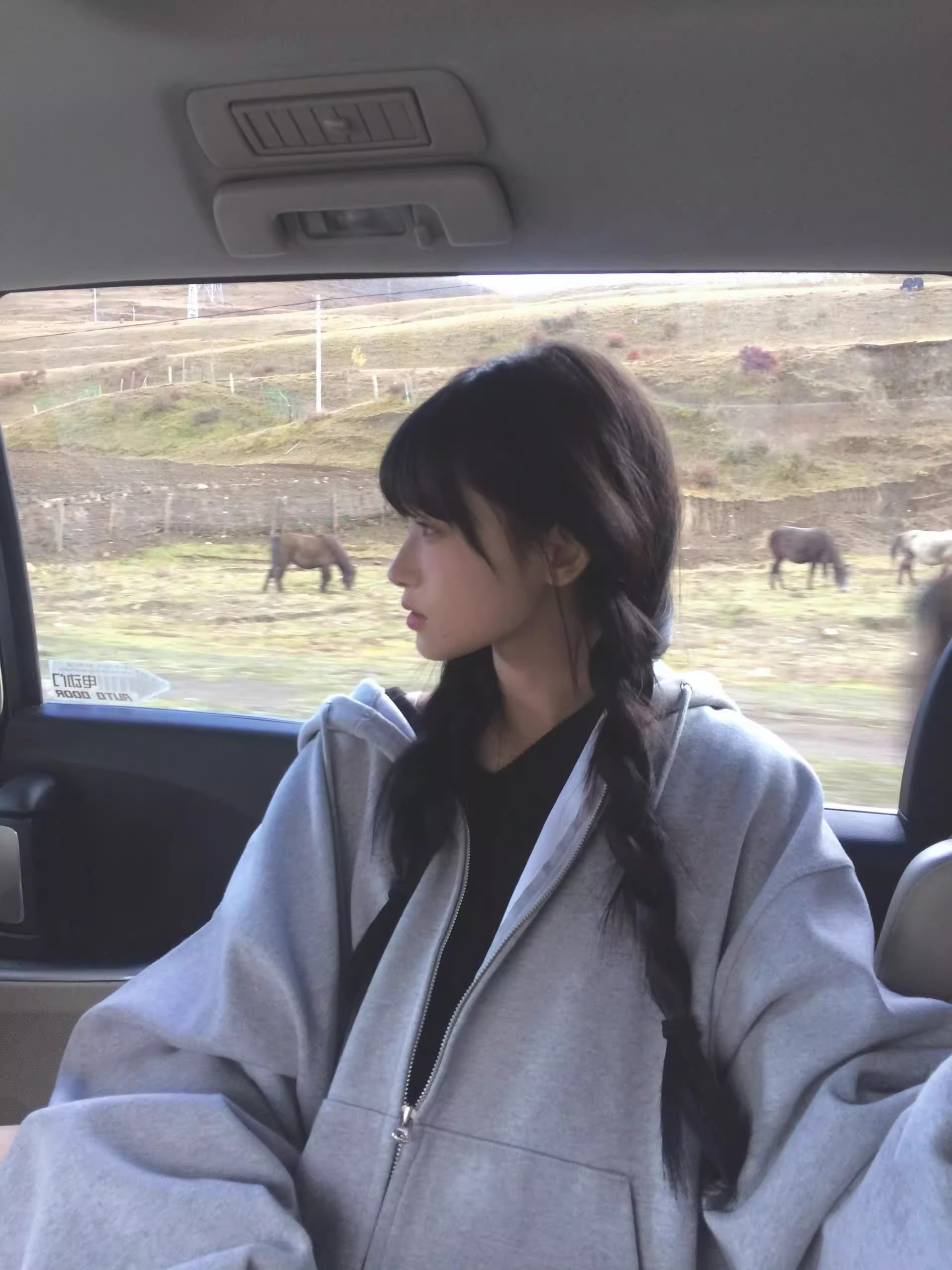 银狐绒浅灰色开衫卫衣连帽外套女