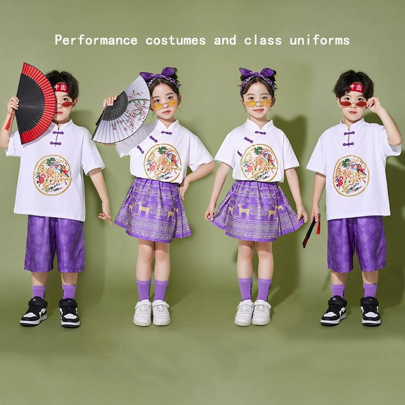 儿童六一表演服中国风夏季啦啦队